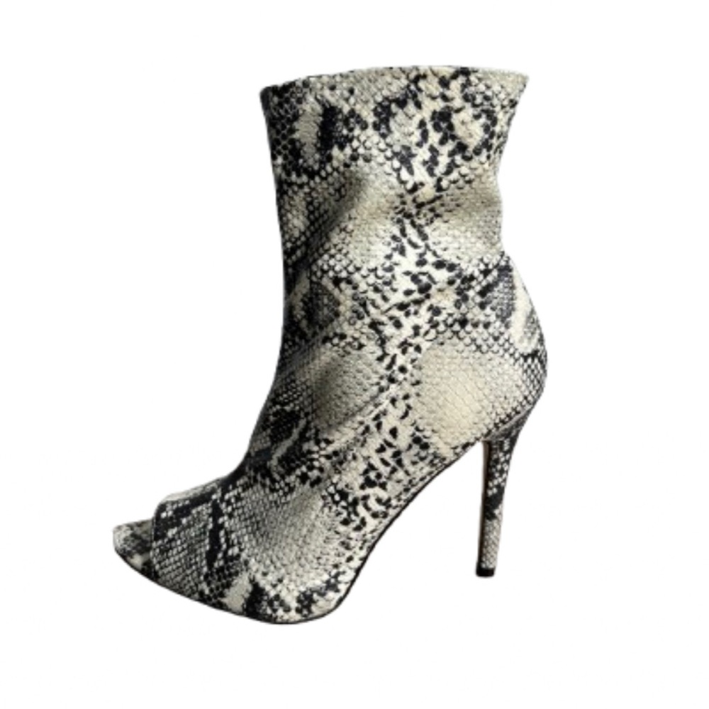 Vegan Snake Print Heeled Booties
